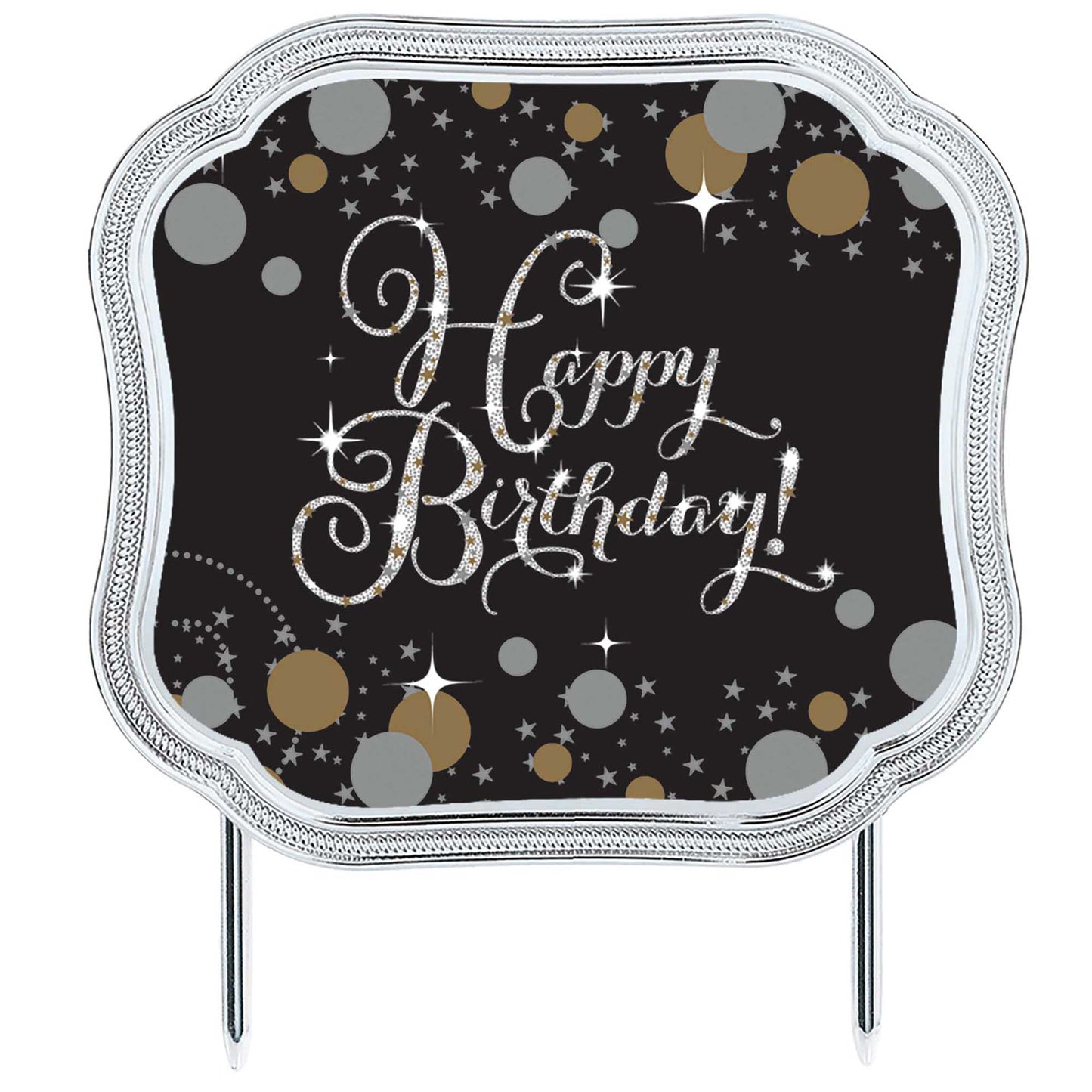 Sparkling Celebration Add Any Age Happy Birthday Cake Topper & 28 Stickers