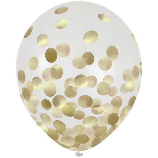 Latex Balloons 30cm & Confetti Gold