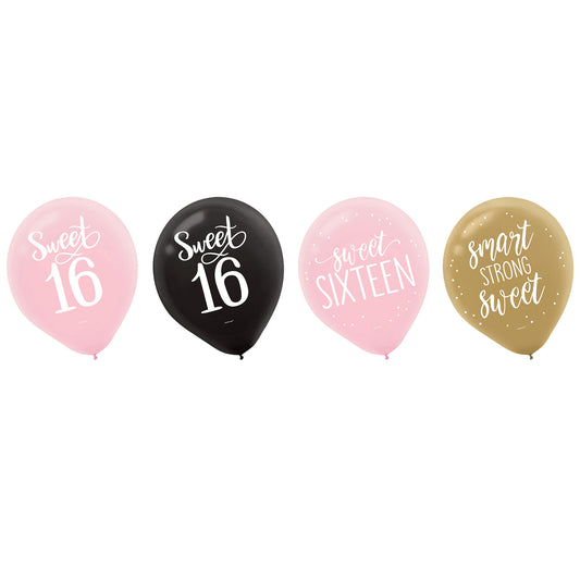 Elegant Sixteen Blush 30cm Assorted Latex Balloons