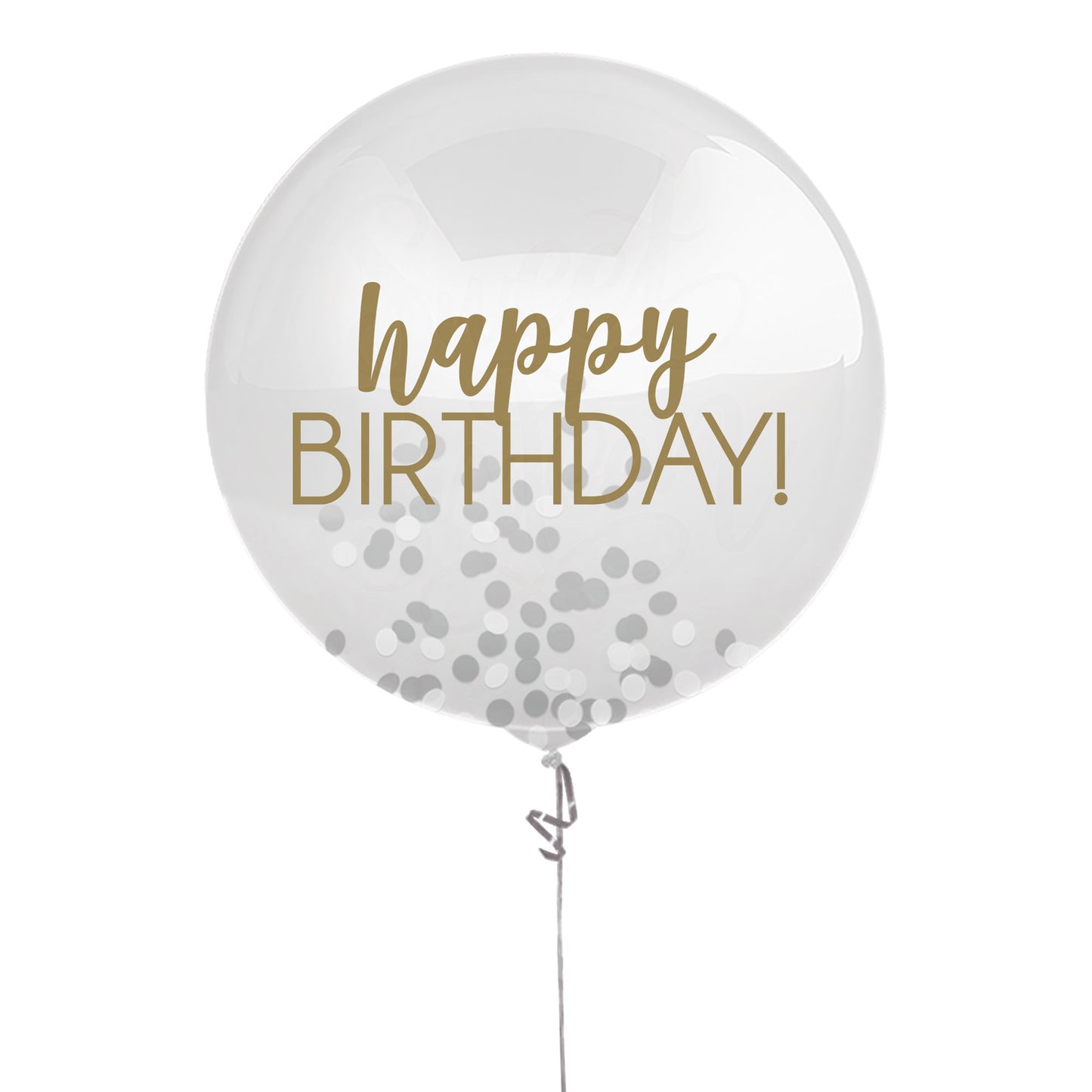 Happy Birthday 60cm Silver & Gold Latex Balloon & Confetti