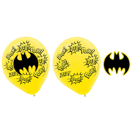 Batman Heroes Unite 30cm Latex Balloons & Paper Adhesive Add-Ons