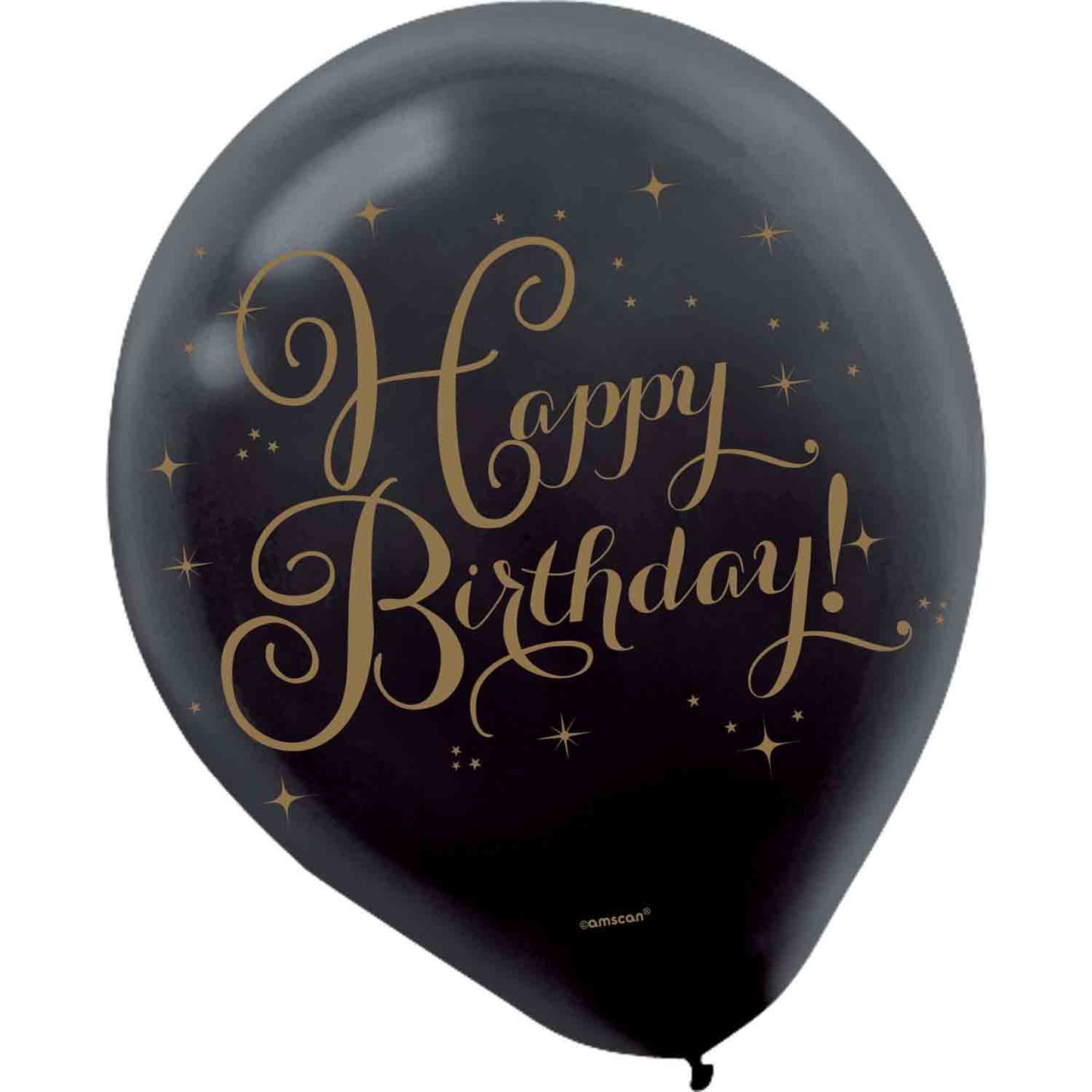 Gold Happy Birthday 30cm Latex Balloons Gold & Black