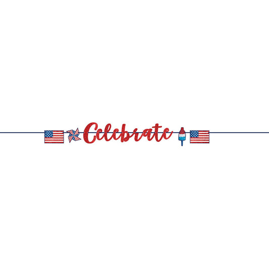 Patriotic Celebrate Glitter Ribbon Letter Banner