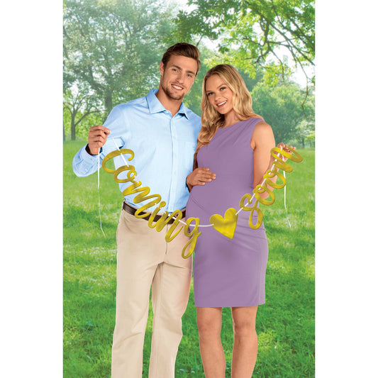 Baby Shower Coming Soon Gold Letter Banner