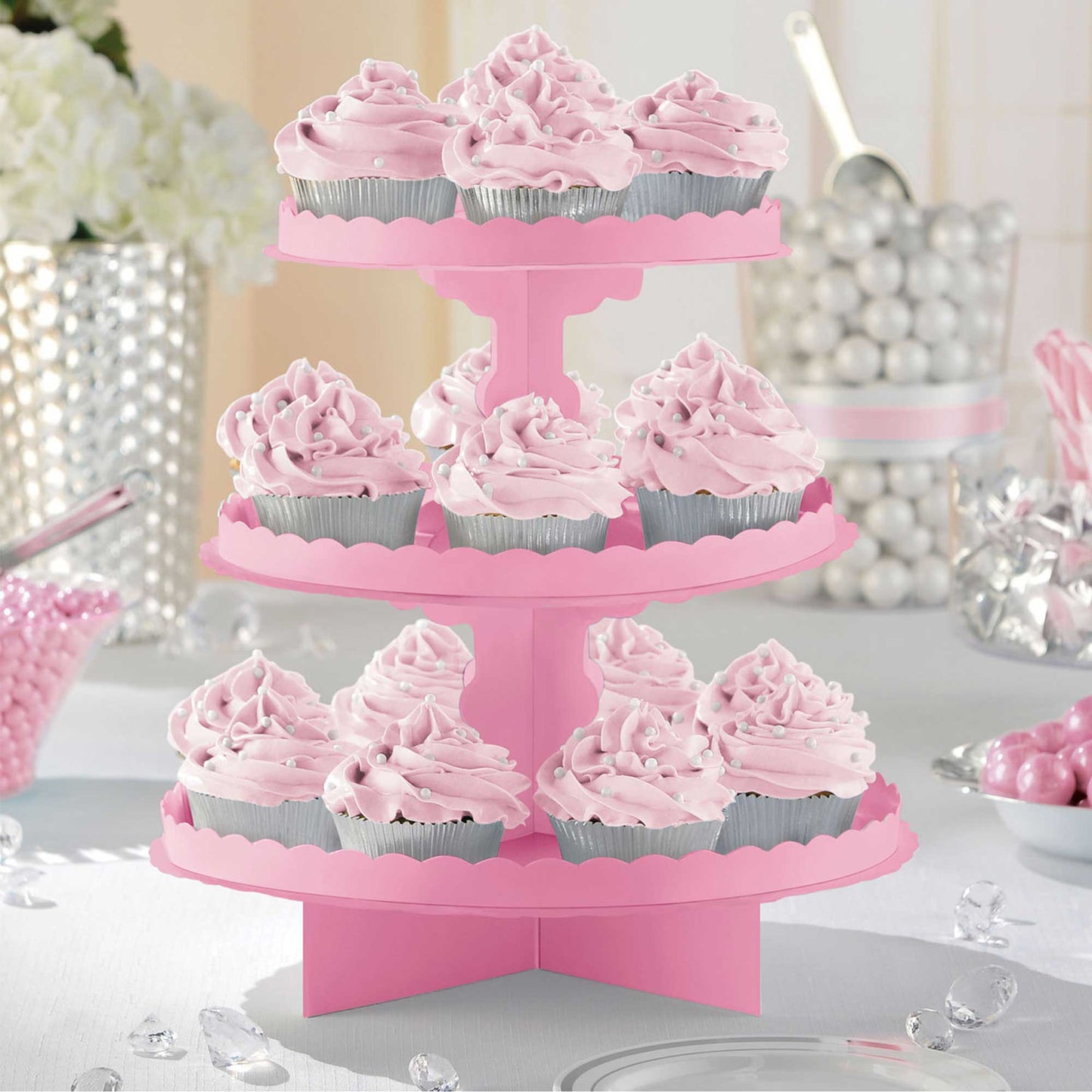 Cupcake 3 Tier Treat Stand New Pink