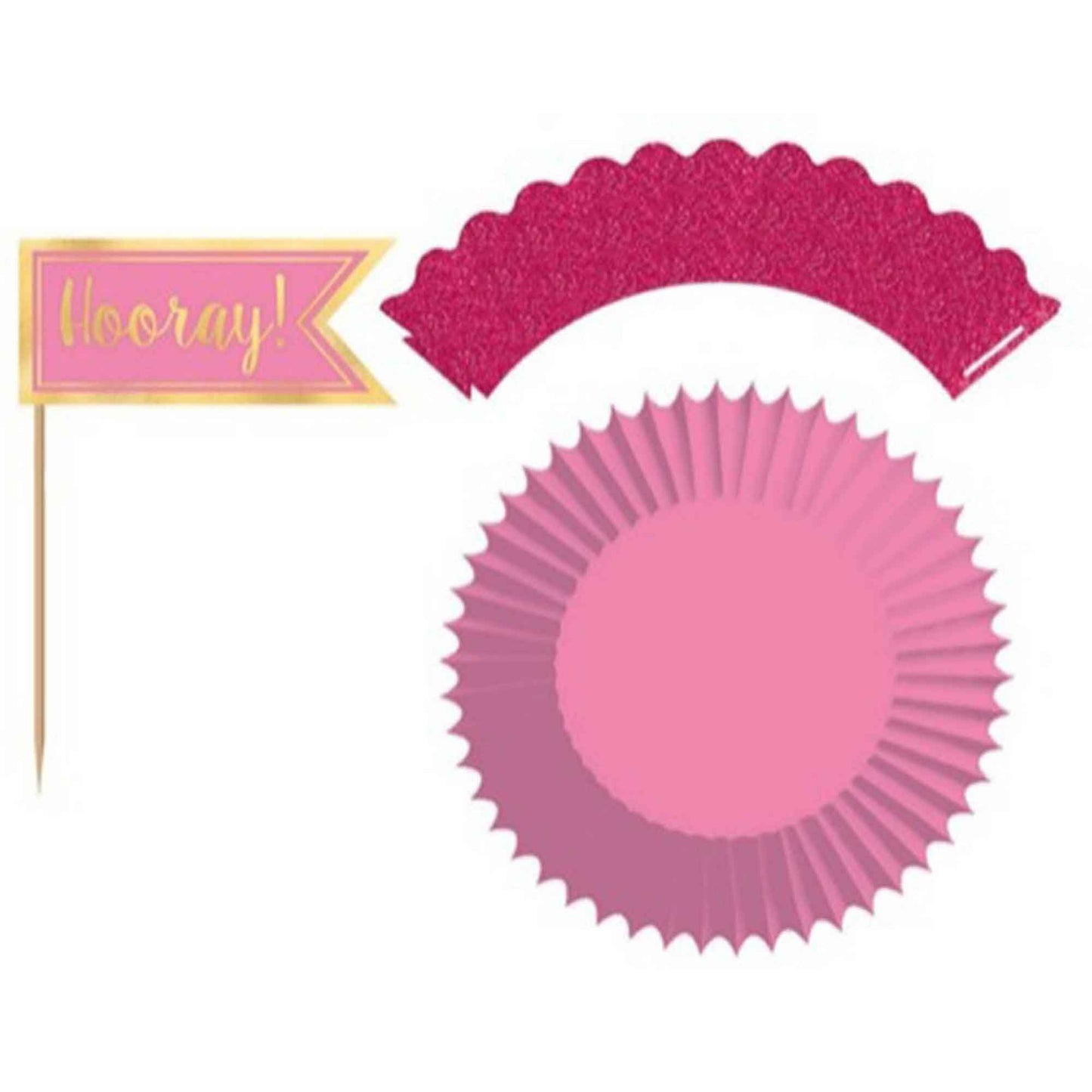 Cupcake Kit Pink Glittered & Hot Stamped