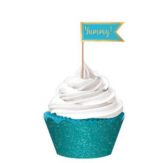 Cupcake Kit Caribbean Blue Glittered & Hot Stamped
