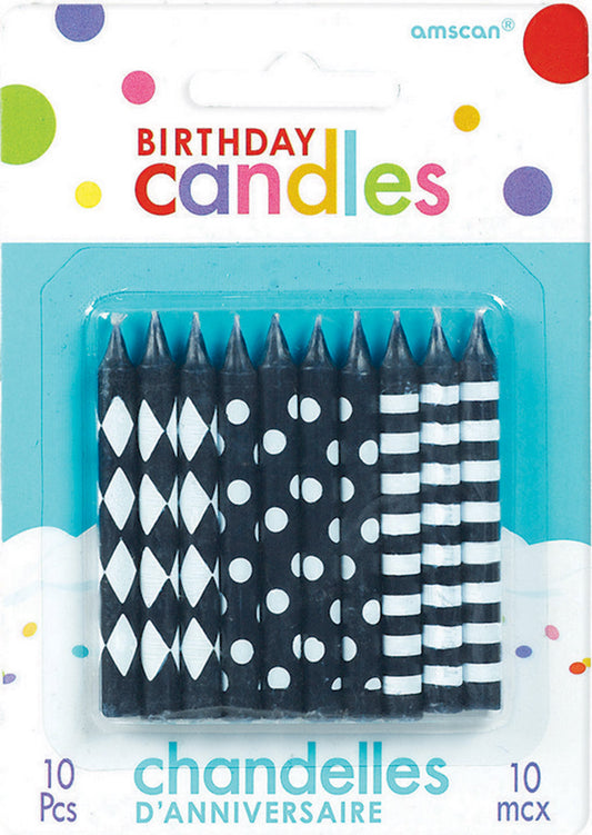 Birthday Candles Black & White Assorted