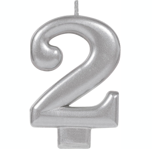 Candle Numeral Moulded Metallic Silver #2