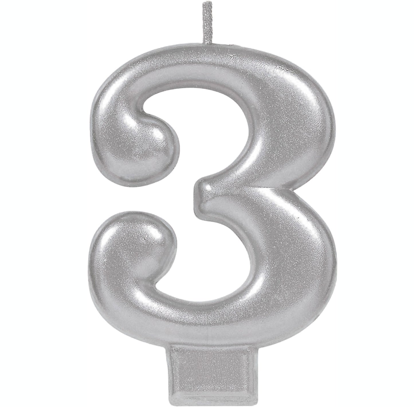 Candle Numeral Moulded Metallic Silver #3
