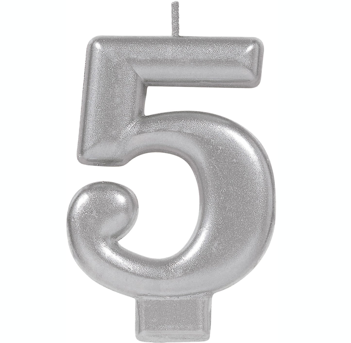 Candle Numeral Moulded Metallic Silver #5