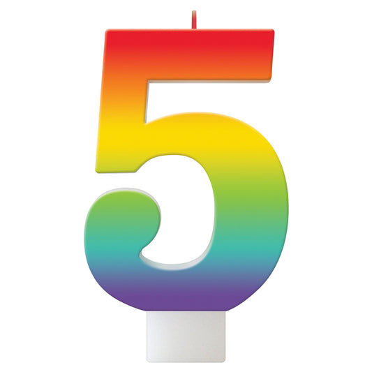 Birthday Celebration Rainbow Candle Number #5