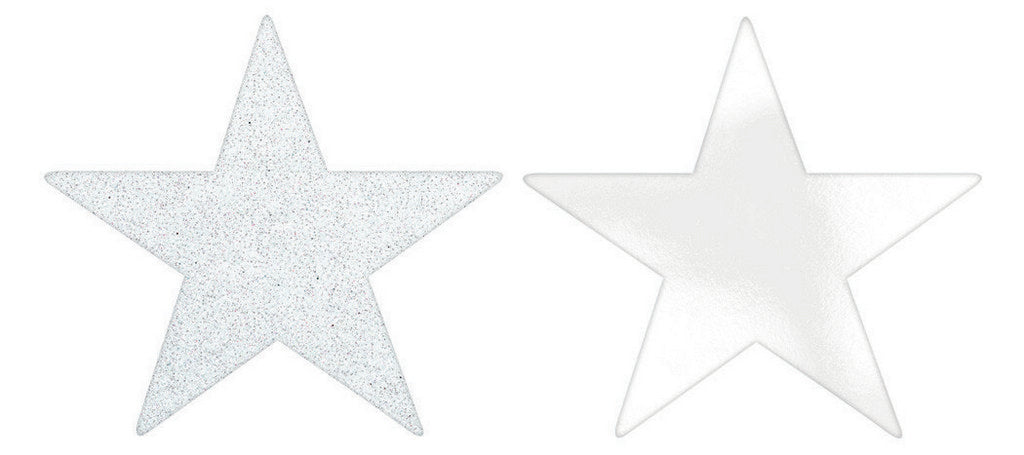 Solid Star Cutouts Foil & Glitter -  White