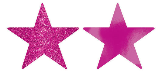 Solid Star Cutouts Foil & Glitter -  Bright Pink