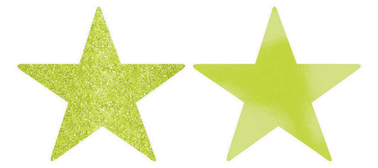 Solid Star Cutouts Foil & Glitter -  Kiwi