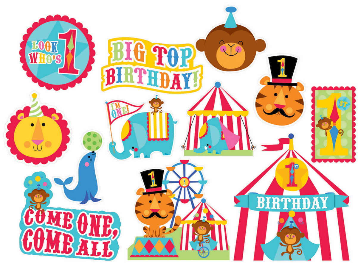 Fisher Price 1st Birthday Circus Value Pack Cutouts - Printed Paper
