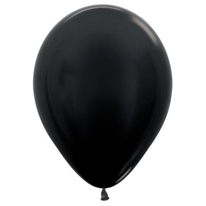 Sempertex 12cm Metallic Black Latex Balloons 580, 50PK