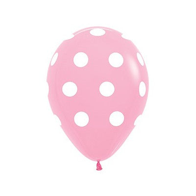 Sempertex 30cm Polka Dots on Fashion Pink Latex Balloons, 12PK
