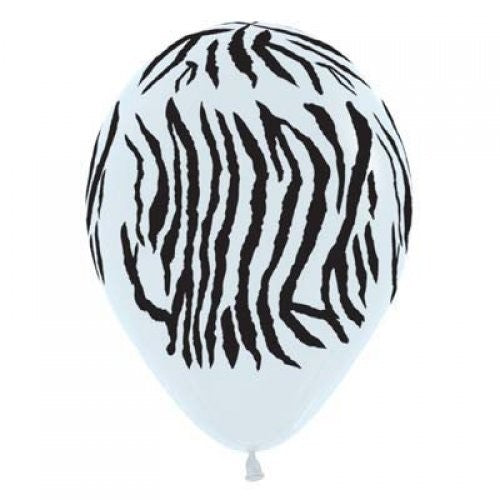 Sempertex 30cm Zebra Animal Print Fashion Black & White Latex Balloons, 12PK