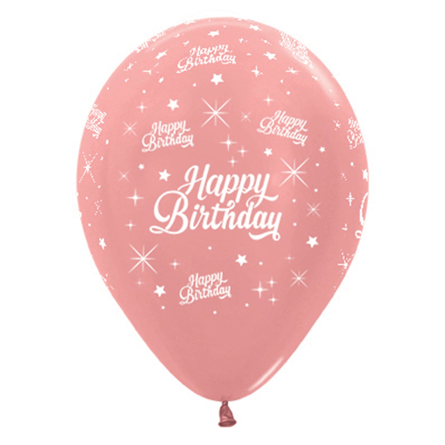 Sempertex 30cm Happy Birthday Twinkling Stars Metallic Rose Gold Latex Balloons, 6PK
