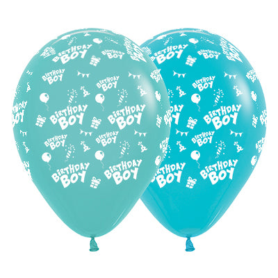 Sempertex 30cm Birthday Boy Fashion Aquamarine & Caribbean Blue Latex Balloons, 25PK