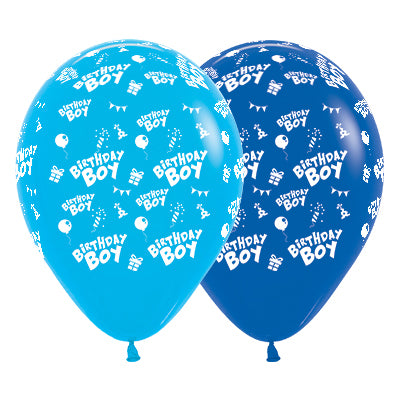 Sempertex 30cm Birthday Boy Fashion Blue & Royal Blue Latex Balloons, 25PK