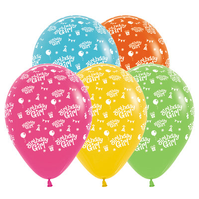 Sempertex 30cm Birthday Girl Tropical Assorted Latex Balloons, 25PK