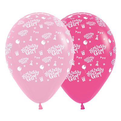 Sempertex 30cm Birthday Girl Fashion Pink & Fuchsia Latex Balloons, 25PK