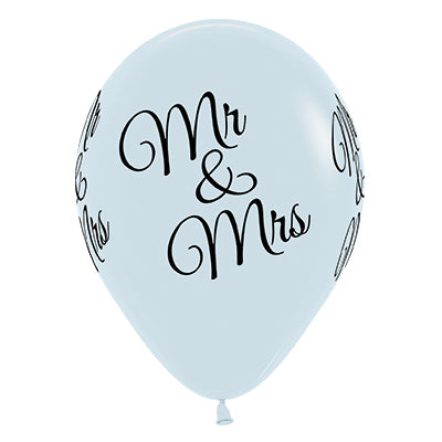 Sempertex 30cm Mr & Mrs Fashion White Latex Balloons, 25PK
