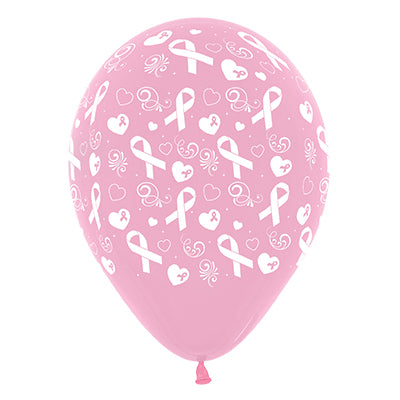 Sempertex 30cm Pink Ribbon Fashion Pink Latex Balloons, 25PK