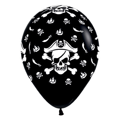 Sempertex 30cm Pirate Theme Fashion Black Latex Balloons, 25PK