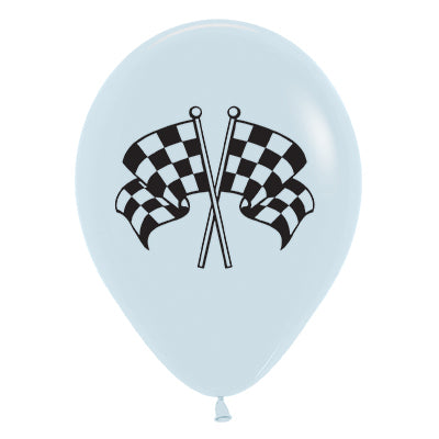 Sempertex 30cm Racing Flags Fashion White & Black Ink Latex Balloons, 25PK