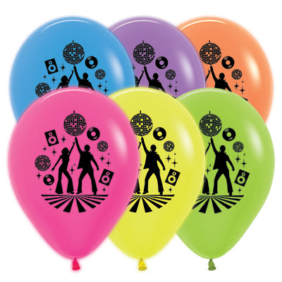 Sempertex 30cm Disco Theme Neon Assorted Latex Balloons, 25PK