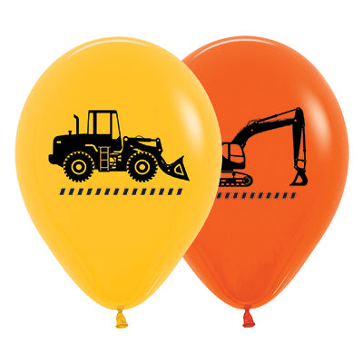 Sempertex 30cm Construction Trucks Fashion Yellow & Orange Latex Balloons, 25PK