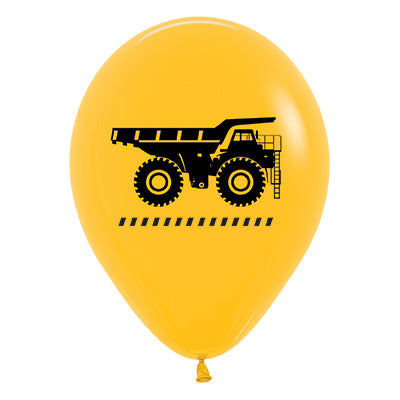 Sempertex 30cm Construction Trucks Fashion Yellow Latex Balloons, 25PK