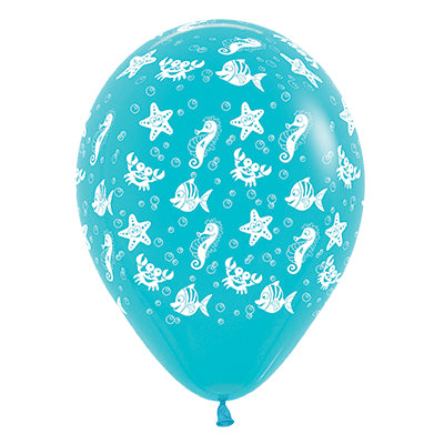 Sempertex 30cm Sea Creatures Fashion Caribbean Blue Latex Balloons, 25PK
