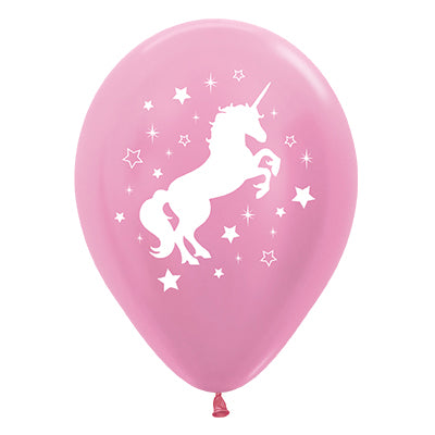 Sempertex 30cm Unicorn Sparkles & Stars Satin Pearl Pink Latex Balloons, 25PK
