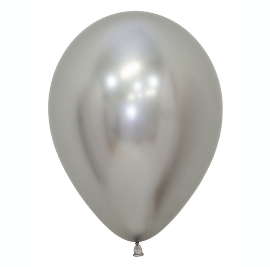 Sempertex 30cm Metallic Reflex Silver Latex Balloons 981, 12PK
