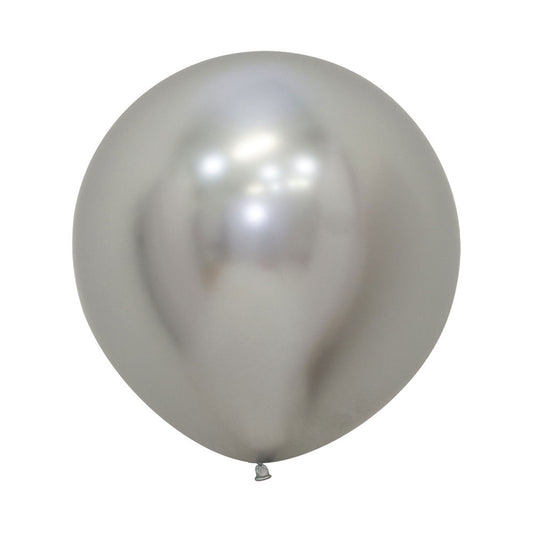 Sempertex 60cm Metallic Reflex Silver Latex Balloons 981, 10PK