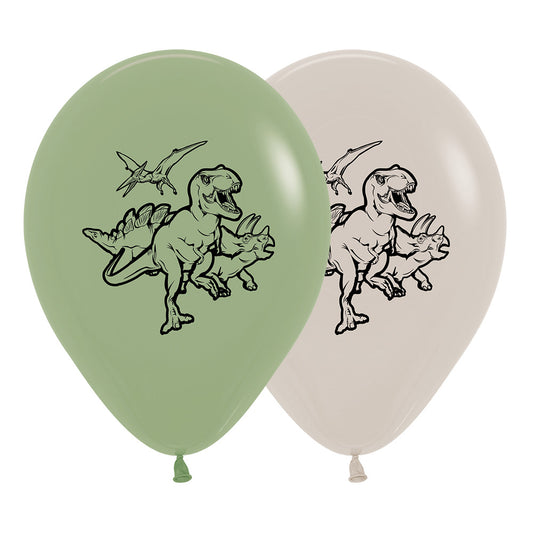 Sempertex 30cm Dinosaurs Fashion Eucalyptus & White Sand Latex Balloons, 25PK