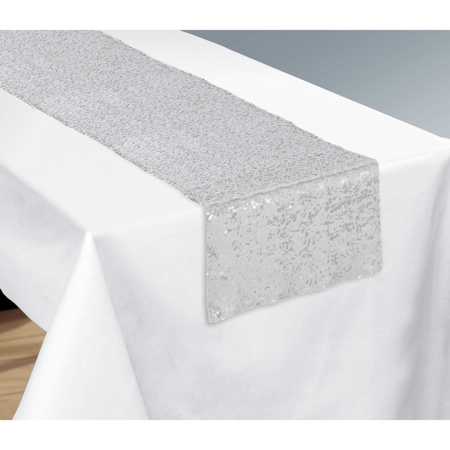 Table Runner Silver Sequin