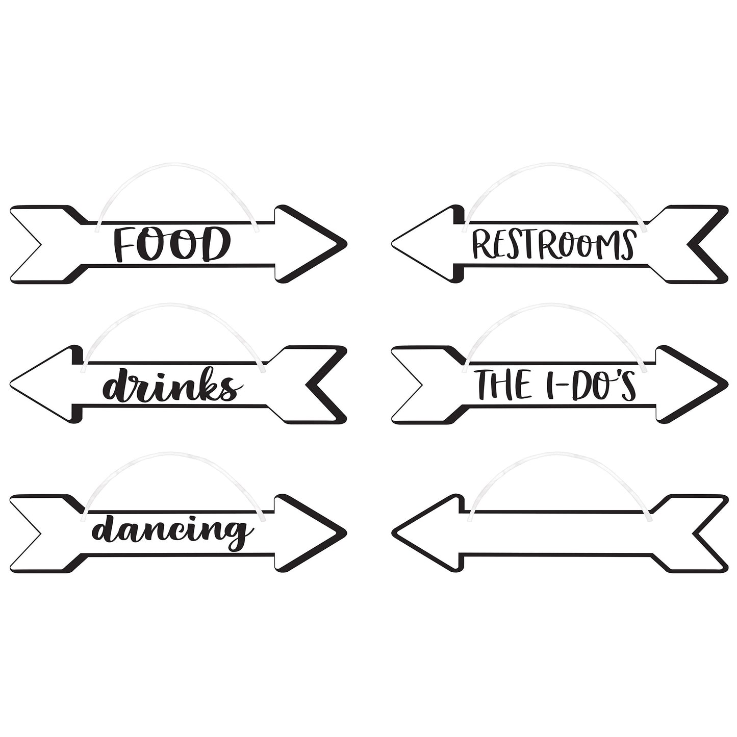 Wedding Directional Hanging Signs with Ribbon