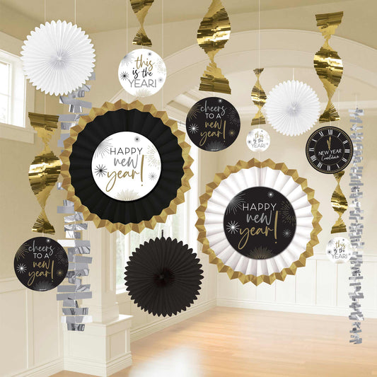 Happy New Year Decorating Kit Black, Silver & Gold