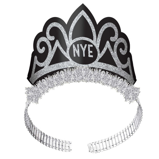 New Year NYE Tiara's Black & Silver and White & Gold Glittered