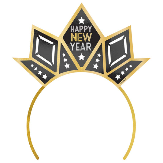 Happy New Year Tiara Black, Silver & Gold