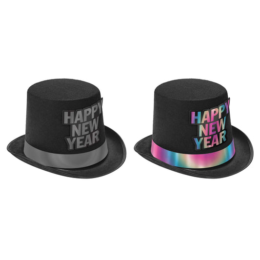 Happy New Year Reflective Top Hat