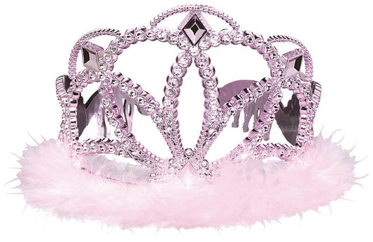 Iridescent Tiara with Marabou Pink Feathers