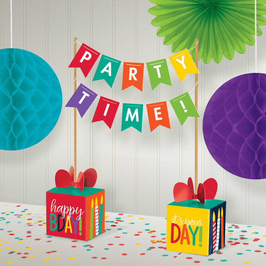 Happy Birthday Table Centrepiece Banner Kit Rainbow Colours