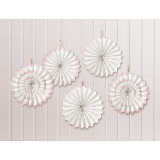 Mini Paper Fans White Hot Stamped Hanging Decorations