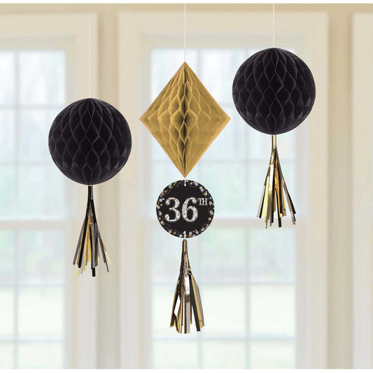 Sparkling Celebration Add Any Age Honeycomb Hanging Decorations